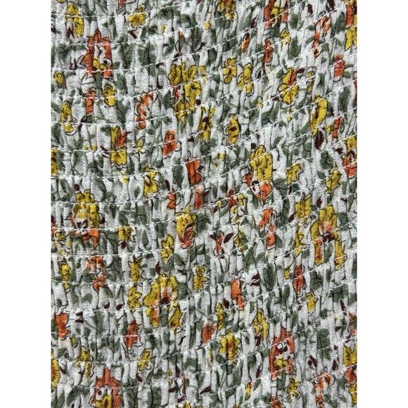 Cynthia Rowley Size S Off the Shoulder Smocked Peasant Top Pink‎ Yellow Floral - Picture 2 of 7